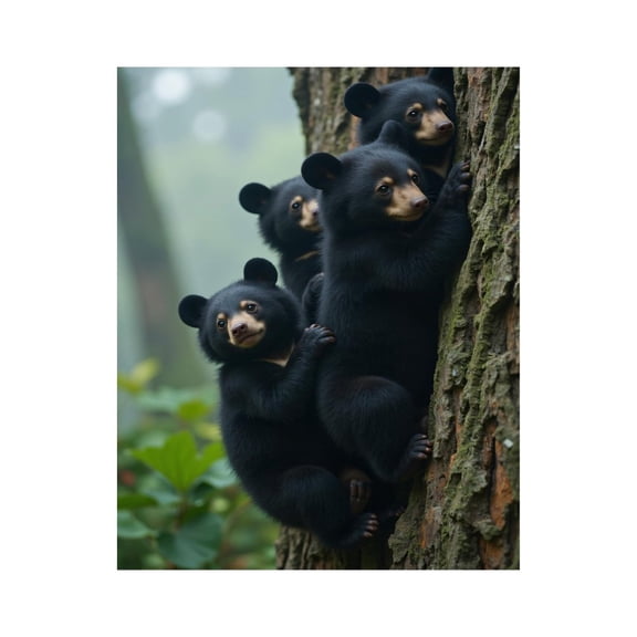 Paint By Numbers Kit for Adults Beginner - DIY Bear Cubs Climbing Forest Tree Canvas Painting Kits for Adults, Frameless Paint By Number for Adults for Home Wall Decor 16x20 Inch