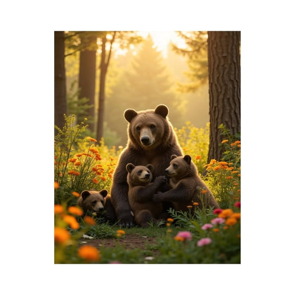 Paint By Numbers Kit for Adults Beginner - DIY Bear Family In Forest Glade Canvas Painting Kits for Adults, Frameless Paint By Number for Adults for Home Wall Decor 16x20 Inch