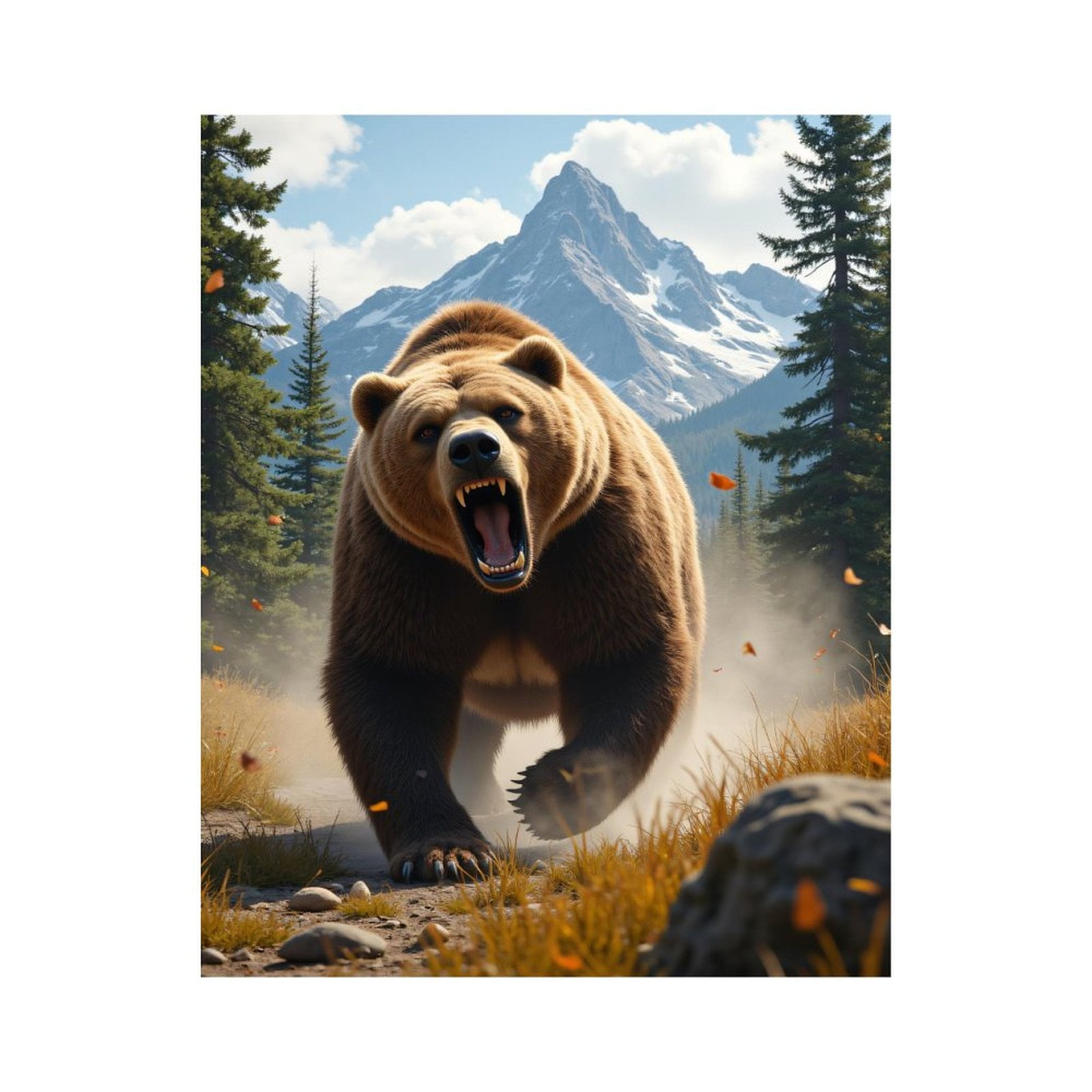 Paint By Numbers Kit for Adults Beginner - DIY Bear Mountain Wilderness Roar Canvas Painting Kits for Adults, Frameless Paint By Number for Adults for Home Wall Decor 16x20 Inch