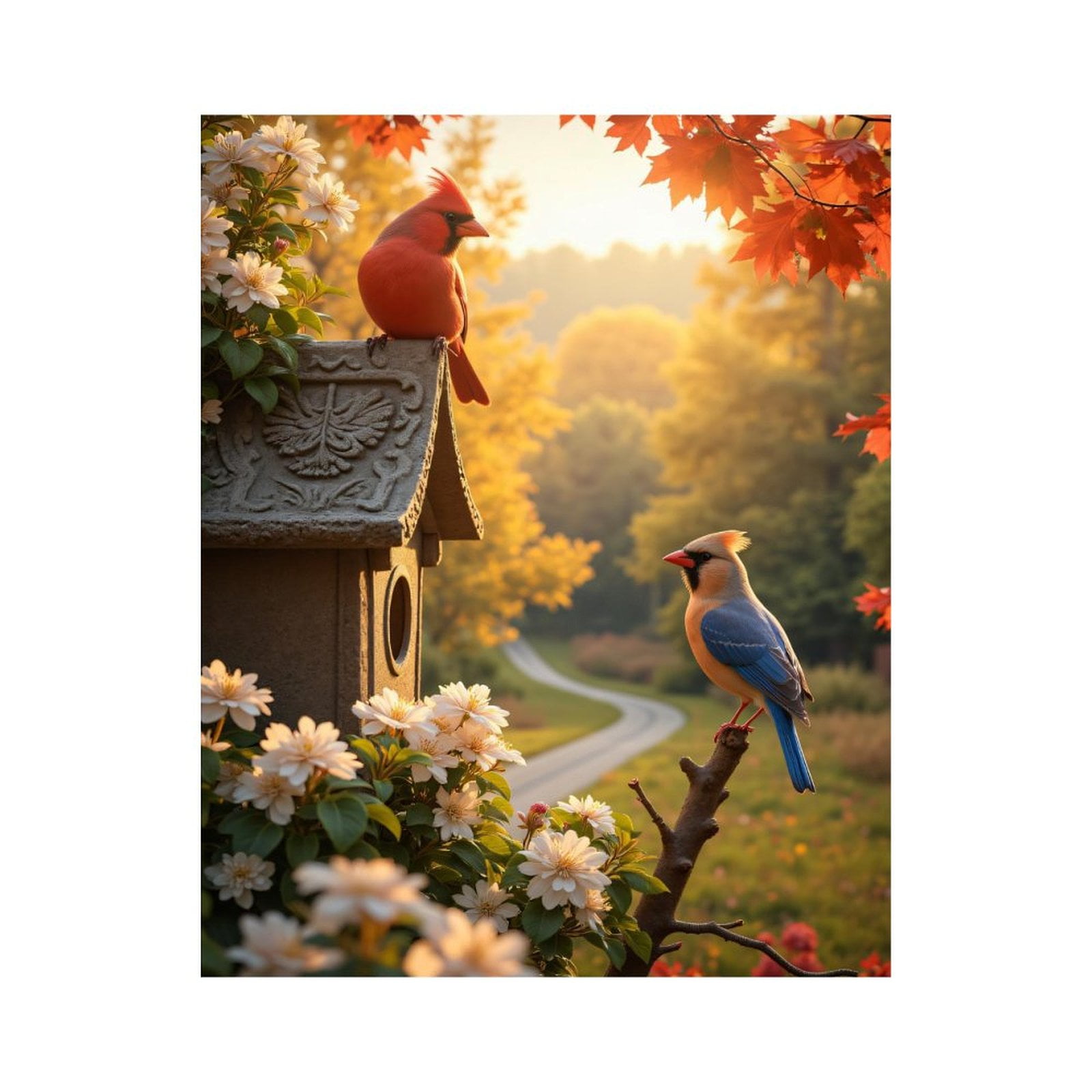 Paint By Numbers Kit for Adults Beginner - DIY Birds Autumn Blossom Birdhouse Scenic Canvas Painting Kits for Adults, Frameless Paint By Number for Adults for Home Wall Decor 16x20 Inch