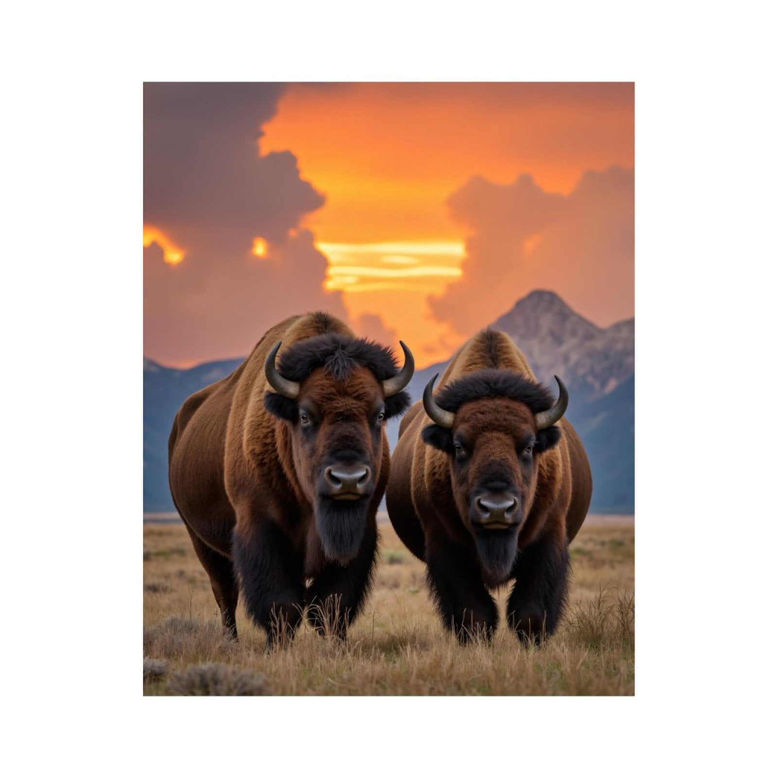 Paint By Numbers Kit for Adults Beginner - DIY Bison Sunset Mountain Landscape Canvas Painting Kits for Adults, Frameless Paint By Number for Adults for Home Wall Decor 16x20 Inch