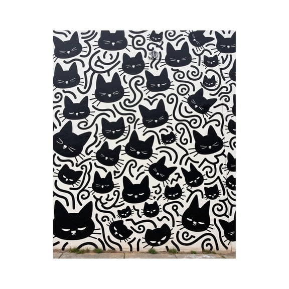 Paint By Numbers Kit for Adults Beginner - DIY Black Cat Street Art Pattern Canvas Painting Kits for Adults, Frameless Paint By Number for Adults for Home Wall Decor 16x20 Inch