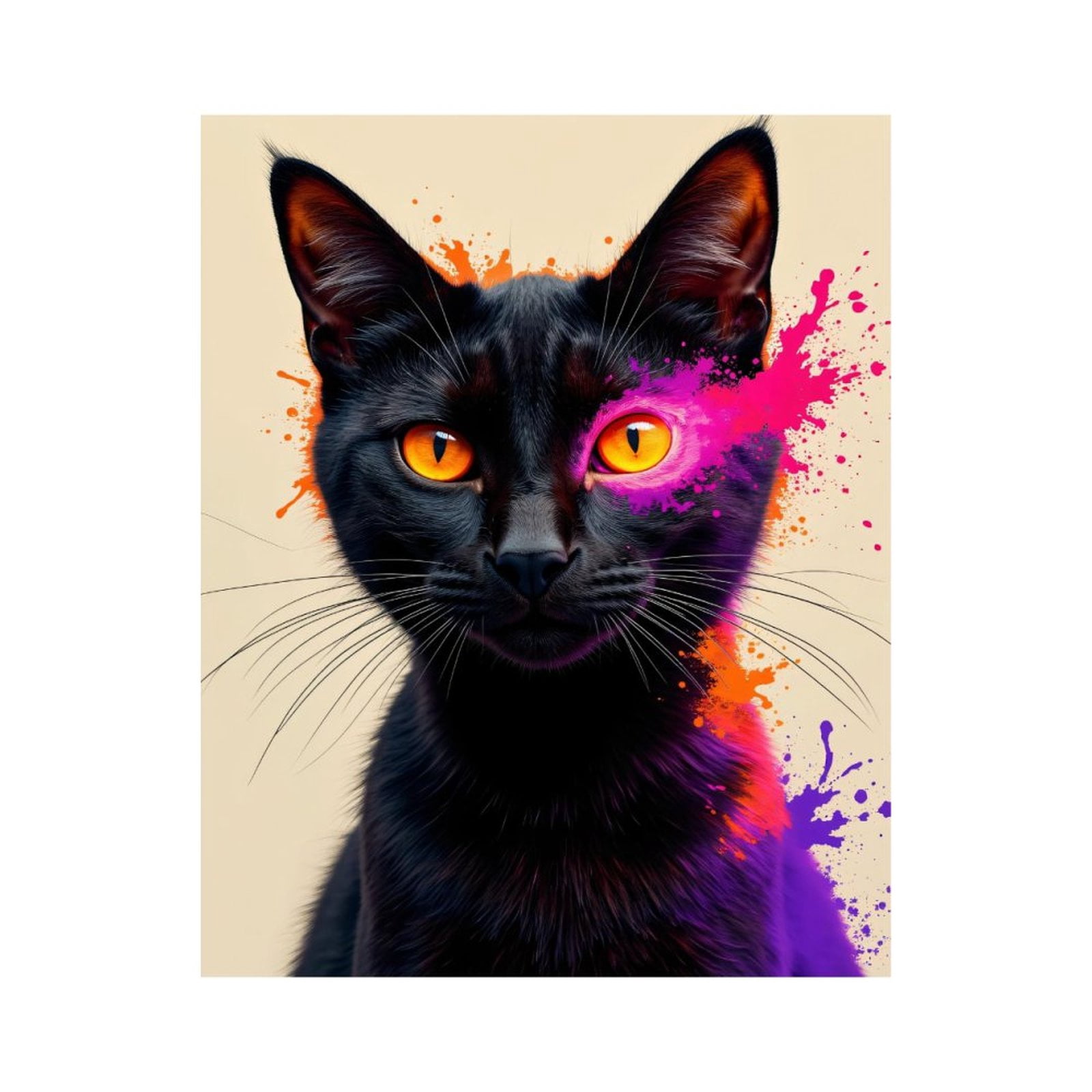 Paint By Numbers Kit for Adults Beginner - DIY Black Cat Vibrant Splash Art Canvas Painting Kits for Adults, Frameless Paint By Number for Adults for Home Wall Decor 16x20 Inch