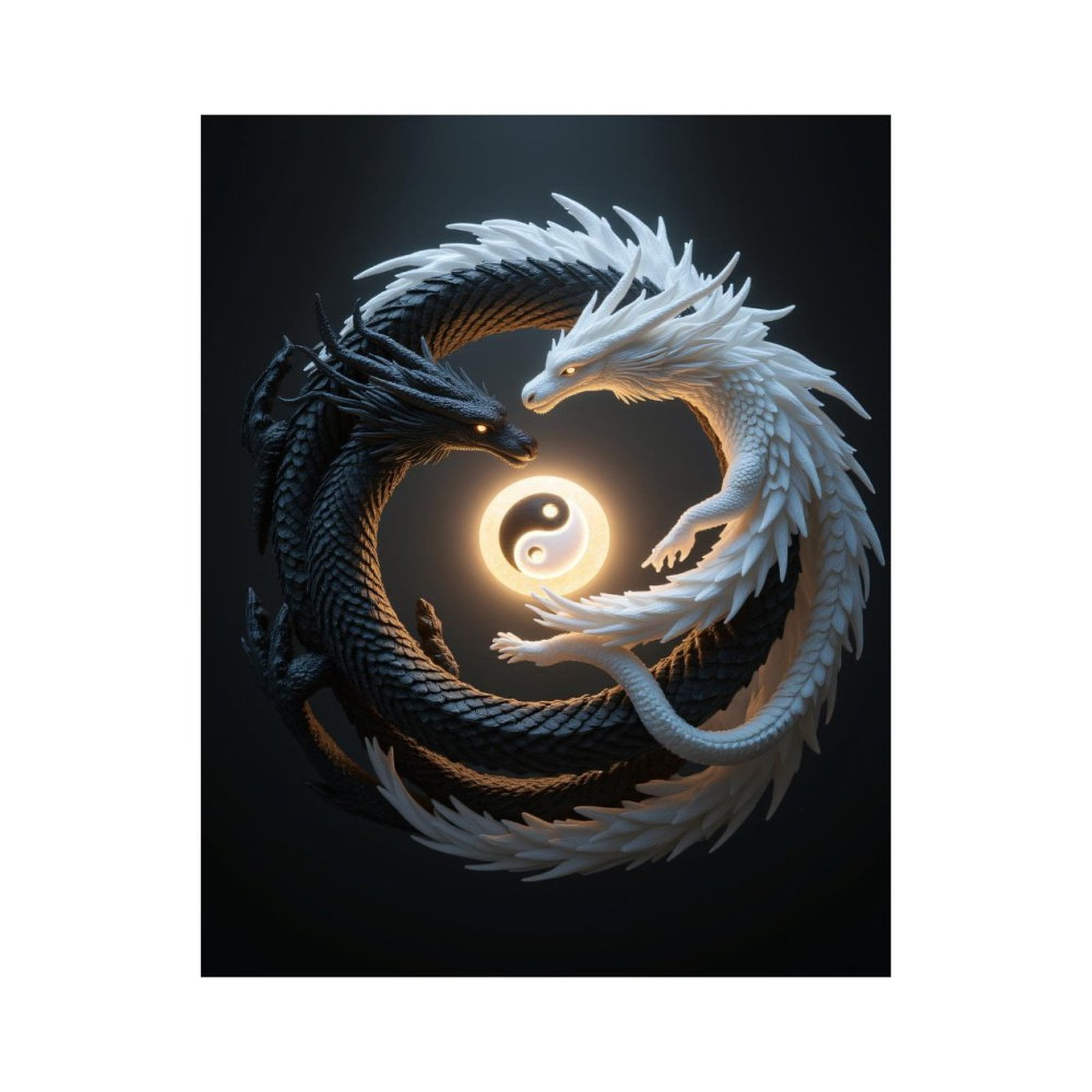 Paint By Numbers Kit for Adults Beginner - DIY Black White Dual Dragons Balance Canvas Painting Kits for Adults, Frameless Paint By Number for Adults for Home Wall Decor 16x20 Inch