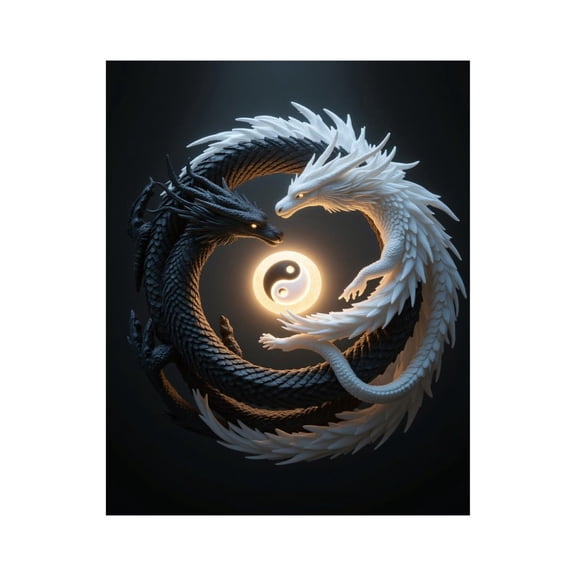 Paint By Numbers Kit for Adults Beginner - DIY Black White Dual Dragons Balance Canvas Painting Kits for Adults, Frameless Paint By Number for Adults for Home Wall Decor 16x20 Inch