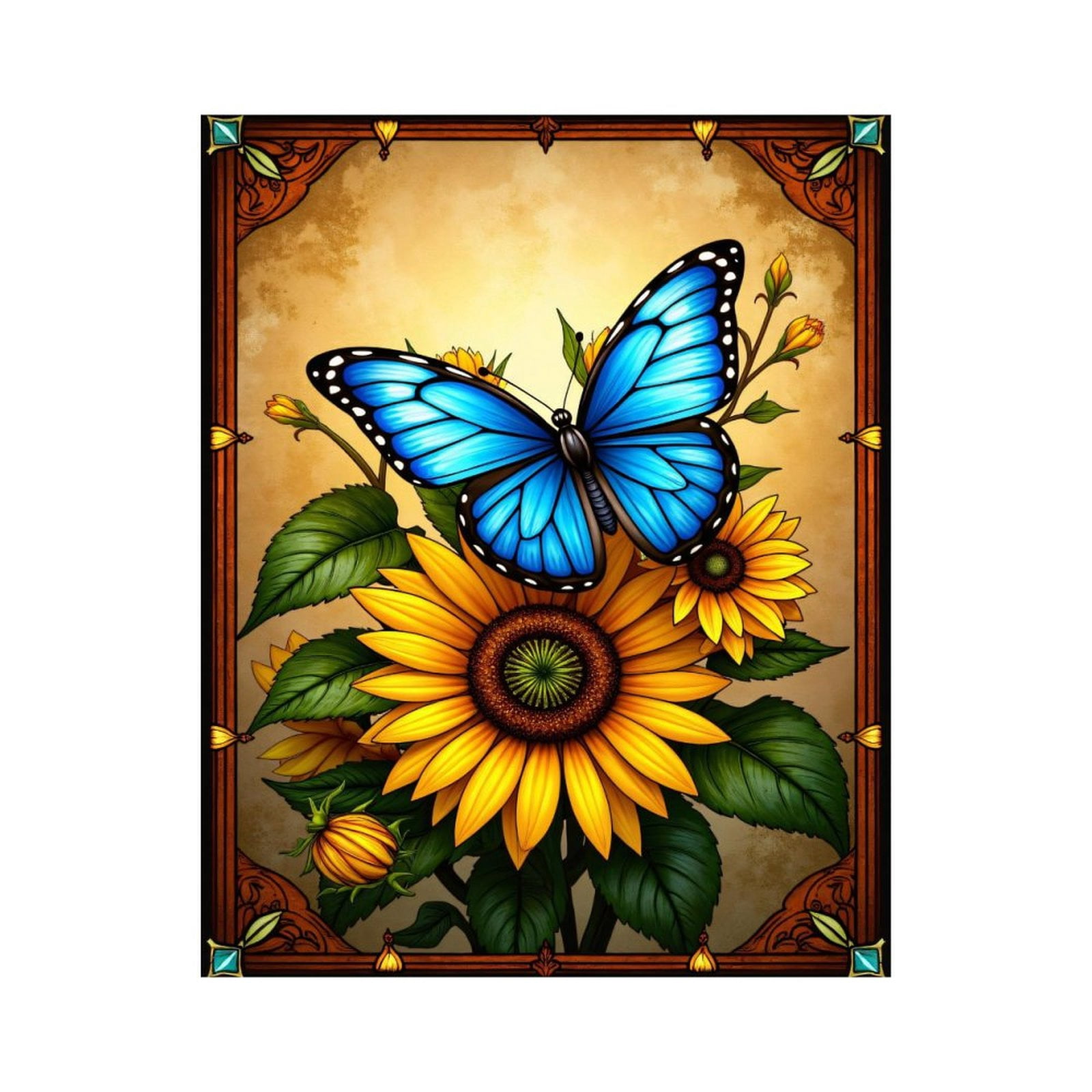 Paint By Numbers Kit for Adults Beginner - DIY Blue Butterfly Sunflower Art Canvas Painting Kits for Adults, Frameless Paint By Number for Adults for Home Wall Decor 16x20 Inch