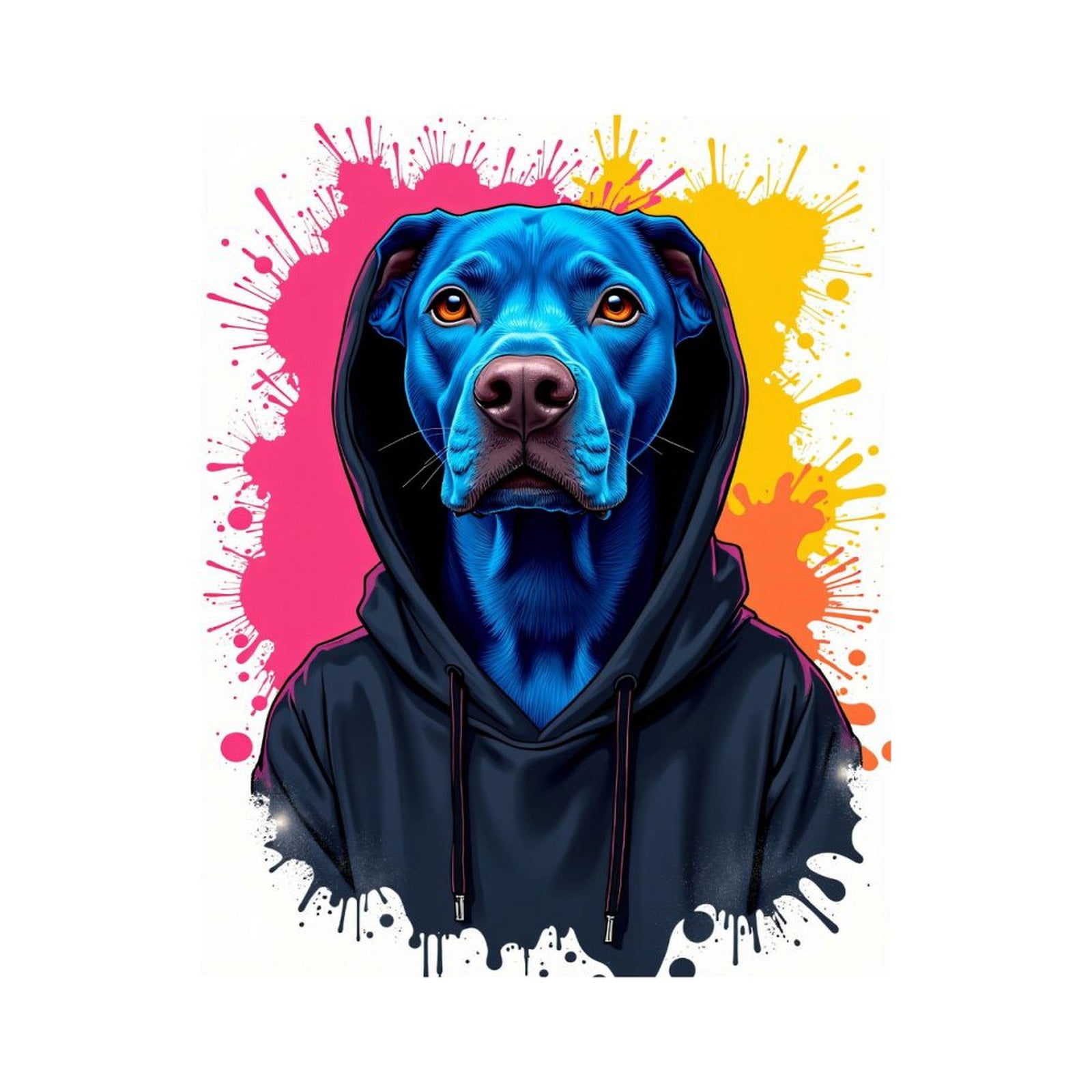 Paint By Numbers Kit for Adults Beginner - DIY Blue Dog Hoodie Art Popcolors Canvas Painting Kits for Adults, Frameless Paint By Number for Adults for Home Wall Decor 16x20 Inch