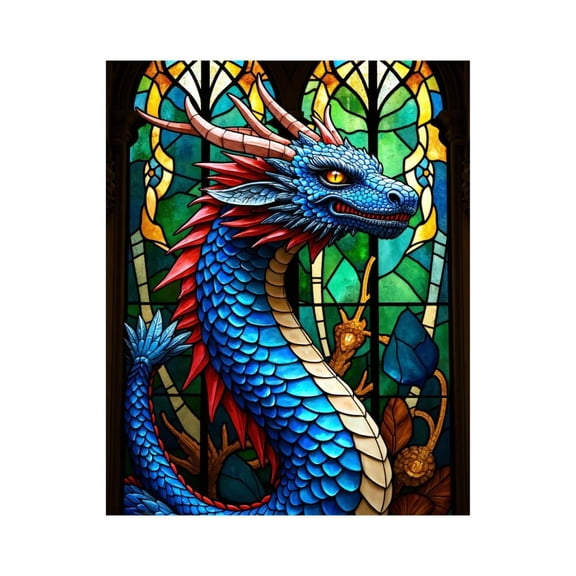 Paint By Numbers Kit for Adults Beginner - DIY Blue Dragon Stained Glass Art Canvas Painting Kits for Adults, Frameless Paint By Number for Adults for Home Wall Decor 16x20 Inch