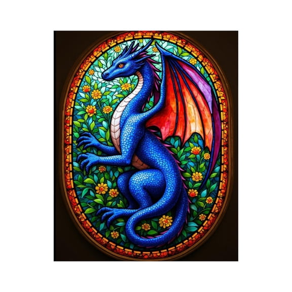 Paint By Numbers Kit for Adults Beginner - DIY Blue Dragon Stained Glass Art Deco Canvas Painting Kits for Adults, Frameless Paint By Number for Adults for Home Wall Decor 16x20 Inch