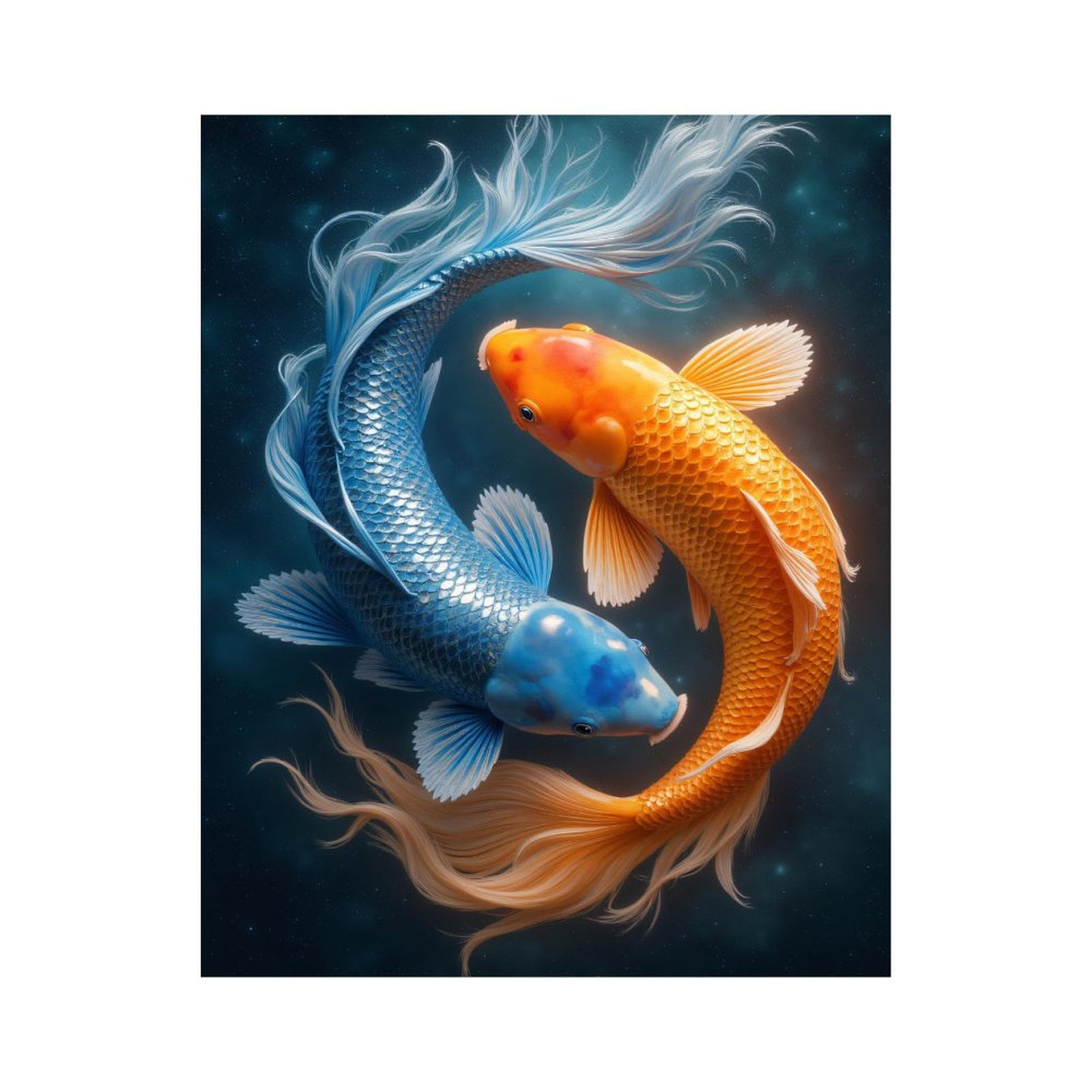 Paint By Numbers Kit for Adults Beginner - DIY Blue Orange Koi Fish Art Serenity Canvas Painting Kits for Adults, Frameless Paint By Number for Adults for Home Wall Decor 16x20 Inch