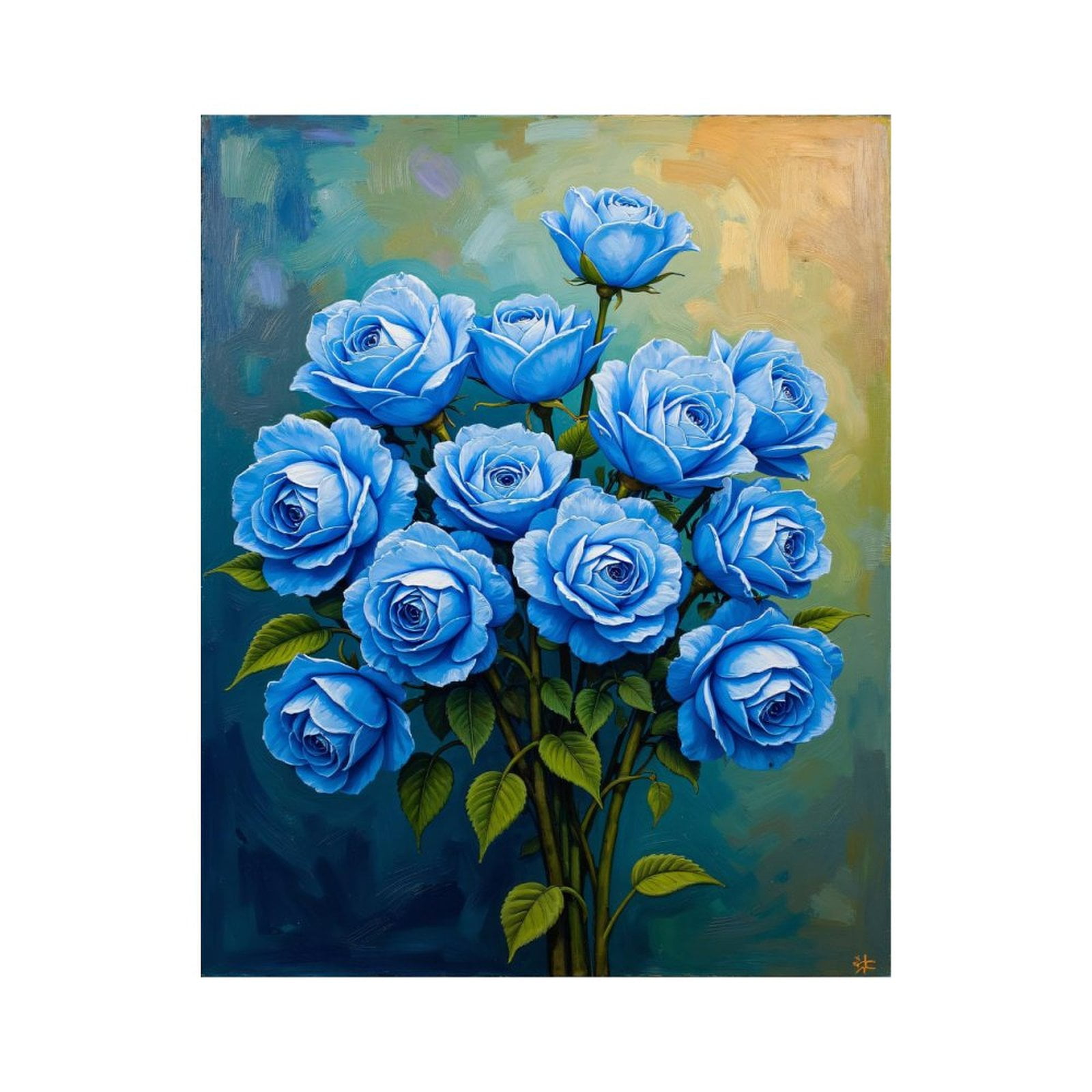 Paint By Numbers Kit for Adults Beginner - DIY Blue Roses Floral Bouquet Art Canvas Painting Kits for Adults, Frameless Paint By Number for Adults for Home Wall Decor 16x20 Inch