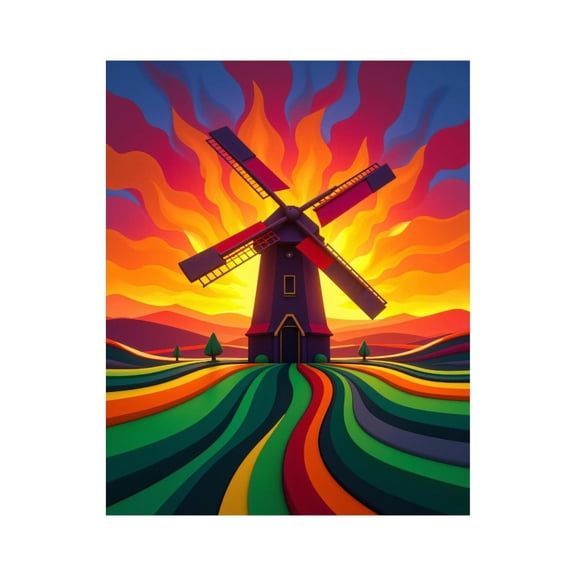 Paint By Numbers Kit for Adults Beginner - DIY Bright Windmill Sunset Field Canvas Painting Kits for Adults, Frameless Paint By Number for Adults for Home Wall Decor 16x20 Inch