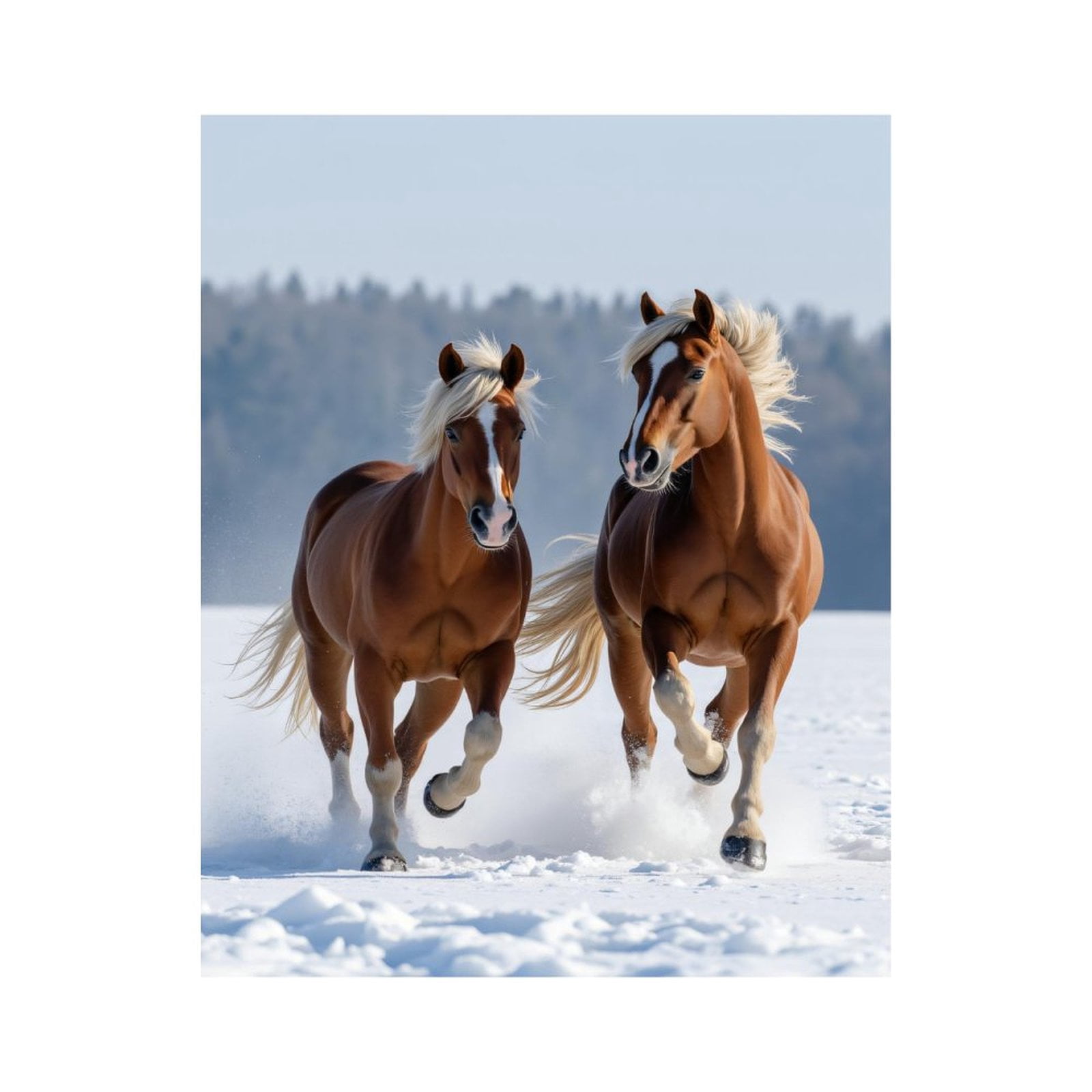 Paint By Numbers Kit for Adults Beginner - DIY Brown Horses Running In Snow Canvas Painting Kits for Adults, Frameless Paint By Number for Adults for Home Wall Decor 16x20 Inch