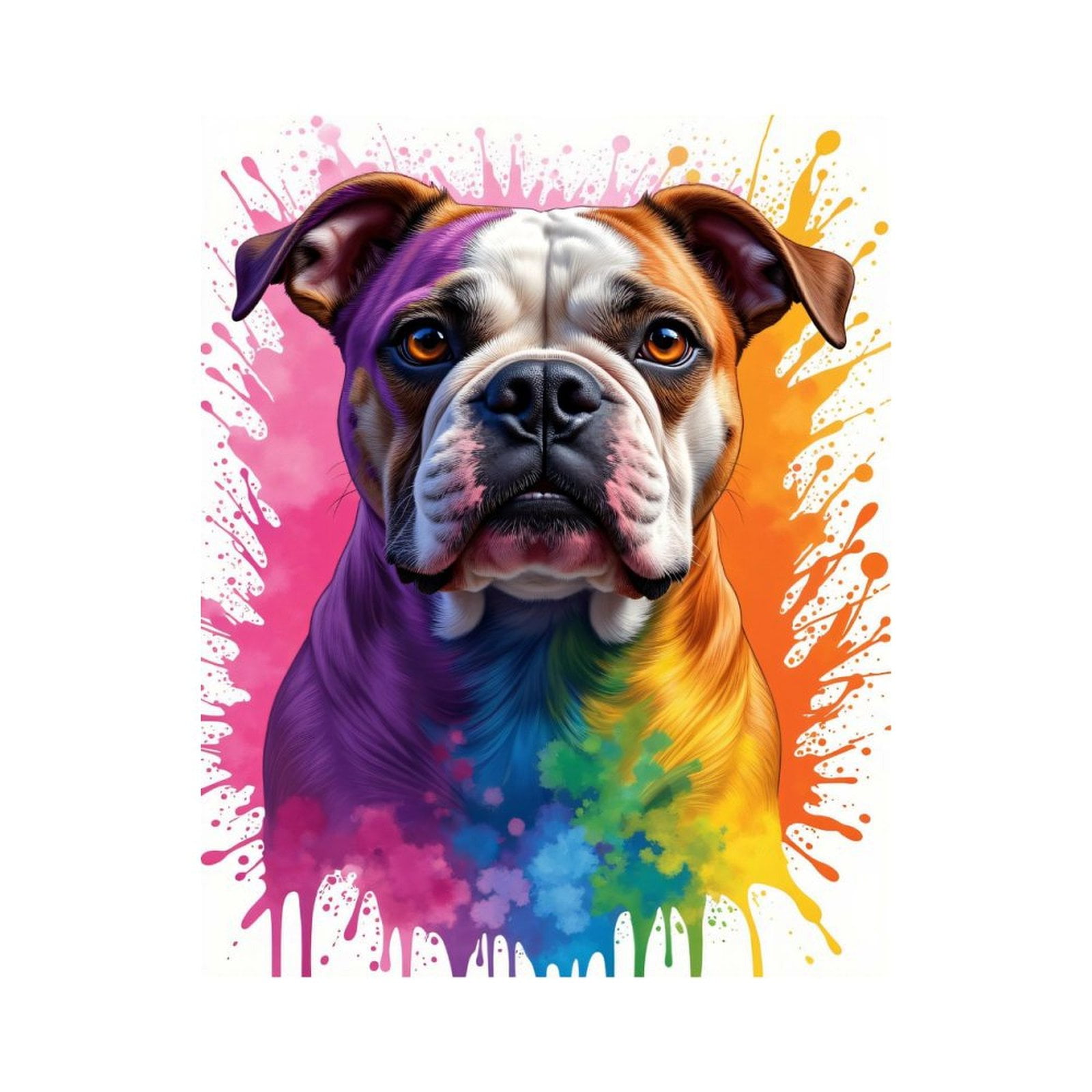 Paint By Numbers Kit for Adults Beginner - DIY Bulldog Colorful Paint Splash Art Canvas Painting Kits for Adults, Frameless Paint By Number for Adults for Home Wall Decor 16x20 Inch