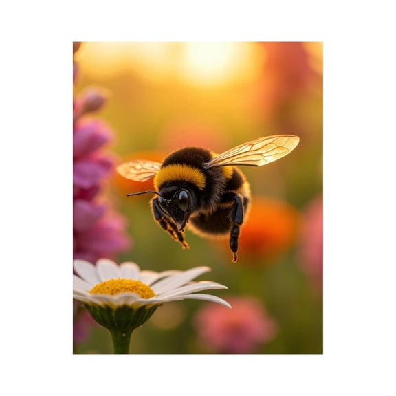 Paint By Numbers Kit for Adults Beginner - DIY Bumblebee Blossom Sunset Scene Canvas Painting Kits for Adults, Frameless Paint By Number for Adults for Home Wall Decor 16x20 Inch