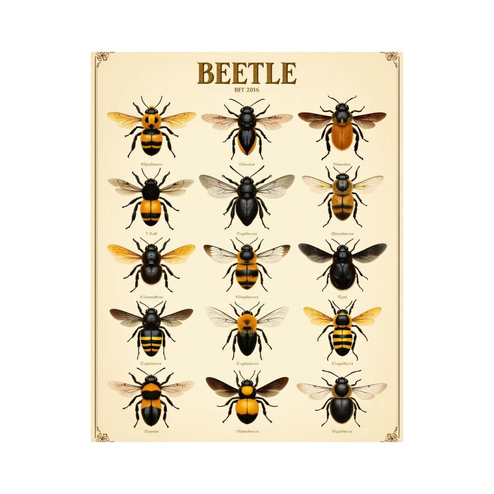 Paint By Numbers Kit for Adults Beginner - DIY Bumblebee Variety Illustration Chart Canvas Painting Kits for Adults, Frameless Paint By Number for Adults for Home Wall Decor 16x20 Inch