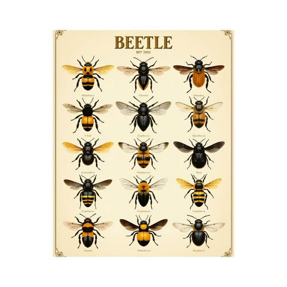 Paint By Numbers Kit for Adults Beginner - DIY Bumblebee Variety Illustration Chart Canvas Painting Kits for Adults, Frameless Paint By Number for Adults for Home Wall Decor 16x20 Inch