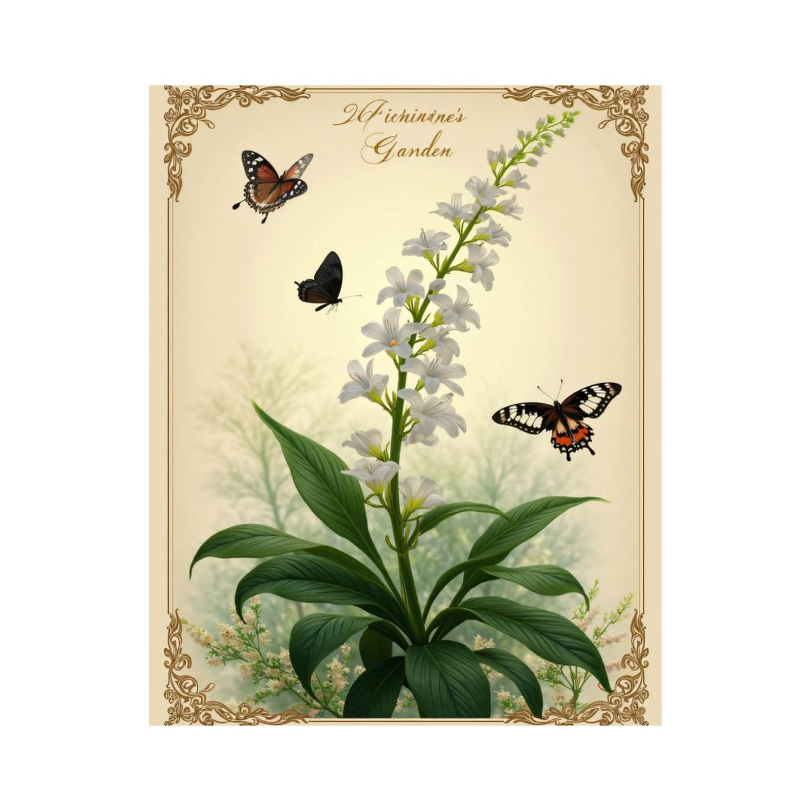 Paint By Numbers Kit for Adults Beginner - DIY Butterflies White Flowers Vintage Art Canvas Painting Kits for Adults, Frameless Paint By Number for Adults for Home Wall Decor 16x20 Inch