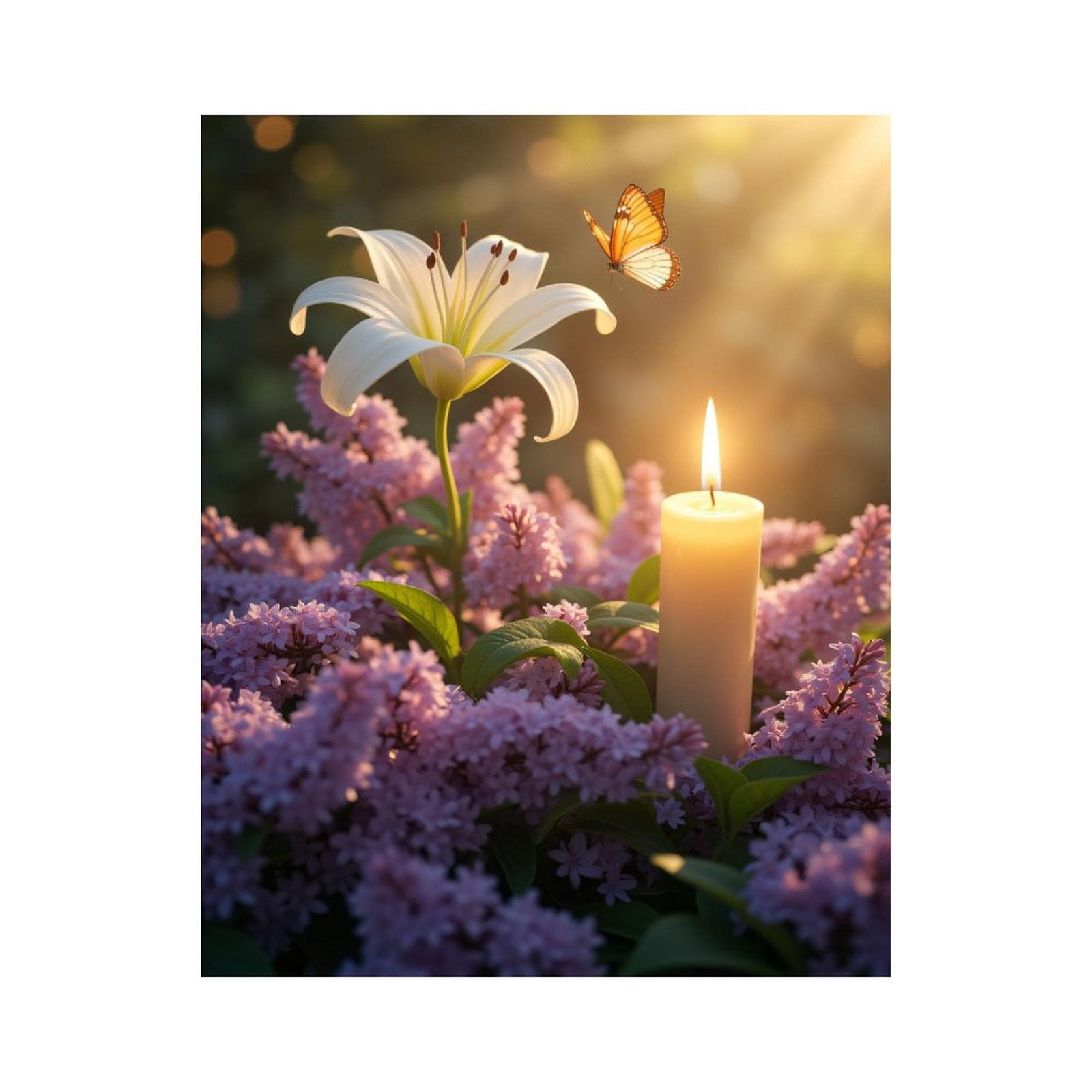 Paint By Numbers Kit for Adults Beginner - DIY Butterfly Candle Lilies Blossoms Canvas Painting Kits for Adults, Frameless Paint By Number for Adults for Home Wall Decor 16x20 Inch