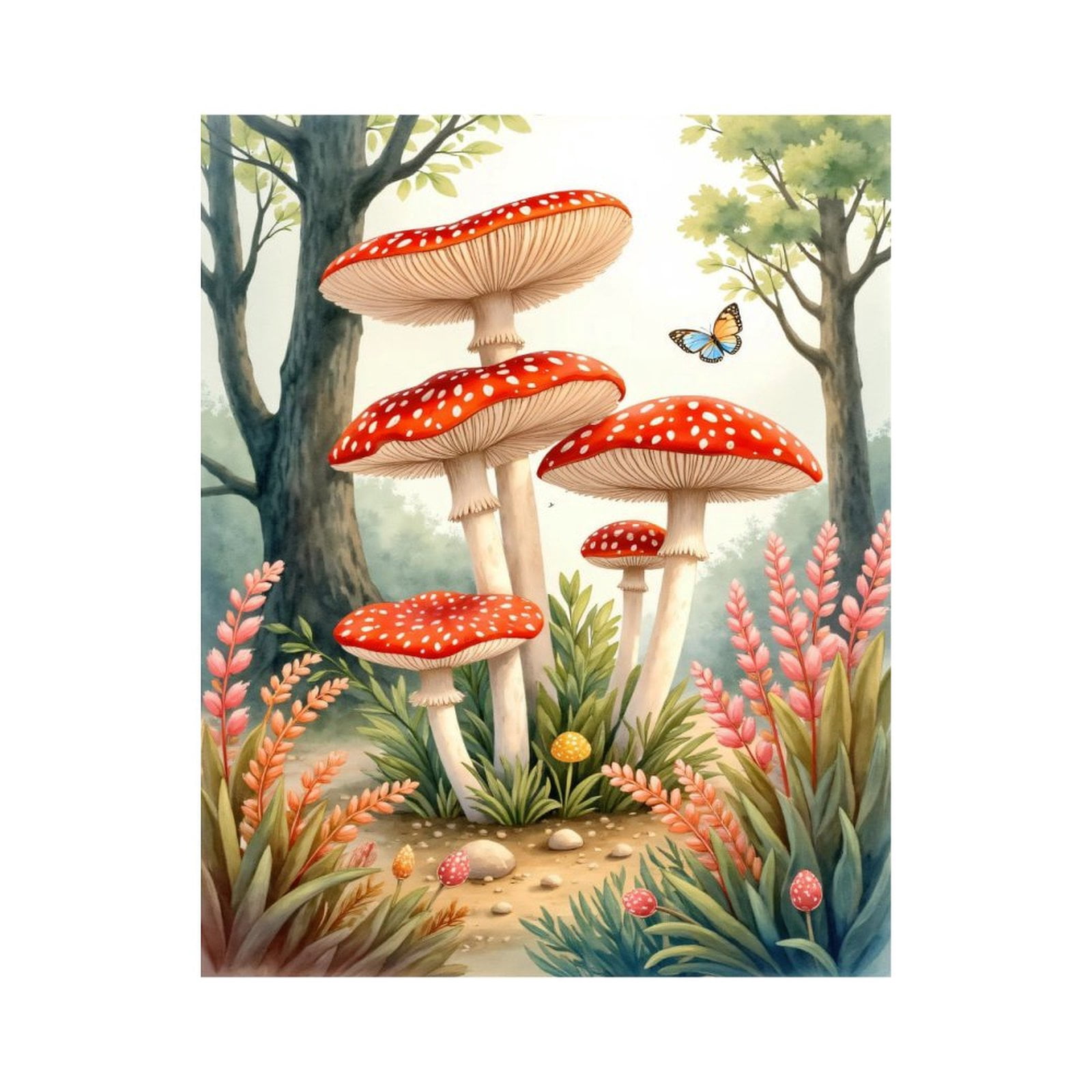 Paint By Numbers Kit for Adults Beginner - DIY Butterfly Forest Mushrooms Art Canvas Painting Kits for Adults, Frameless Paint By Number for Adults for Home Wall Decor 16x20 Inch