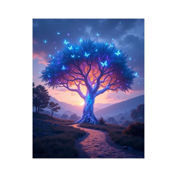 Paint By Numbers Kit for Adults Beginner - DIY Butterfly Tree Path Canvas Painting Kits for Adults, Frameless Paint By Number for Adults for Home Wall Decor 16x20 Inch