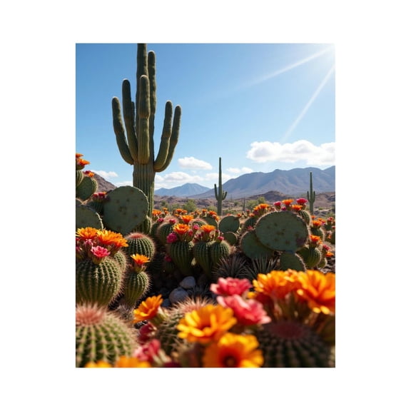 Paint By Numbers Kit for Adults Beginner - DIY Cactus Desert Bloom Under Blue Sky Canvas Painting Kits for Adults, Frameless Paint By Number for Adults for Home Wall Decor 16x20 Inch