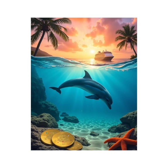 Paint By Numbers Kit for Adults Beginner - DIY Calm Ocean Sunset Dolphin Cruise Canvas Painting Kits for Adults, Frameless Paint By Number for Adults for Home Wall Decor 16x20 Inch