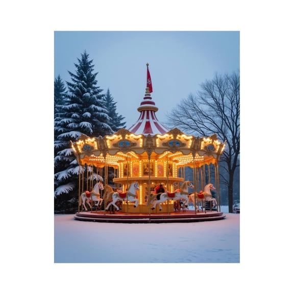 Paint By Numbers Kit for Adults Beginner - DIY Carousel Winter Wonderland Snow Scene Canvas Painting Kits for Adults, Frameless Paint By Number for Adults for Home Wall Decor 16x20 Inch