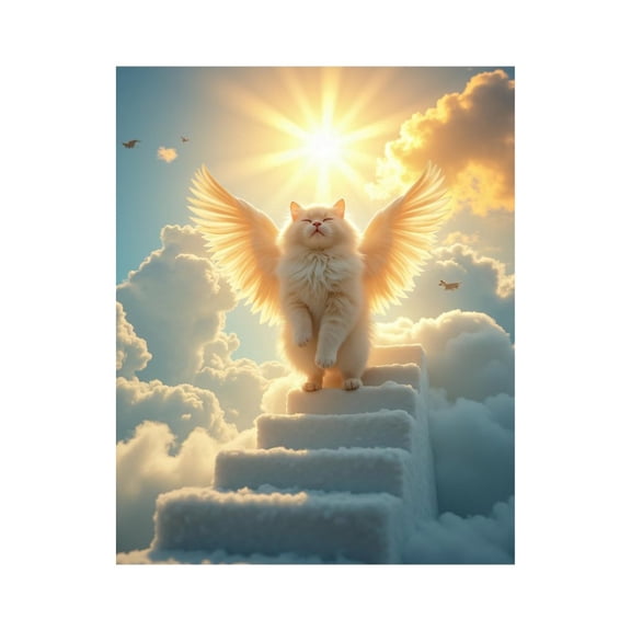 Paint By Numbers Kit for Adults Beginner - DIY Cat Angelic Clouds Stairs Sunlight Canvas Painting Kits for Adults, Frameless Paint By Number for Adults for Home Wall Decor 16x20 Inch