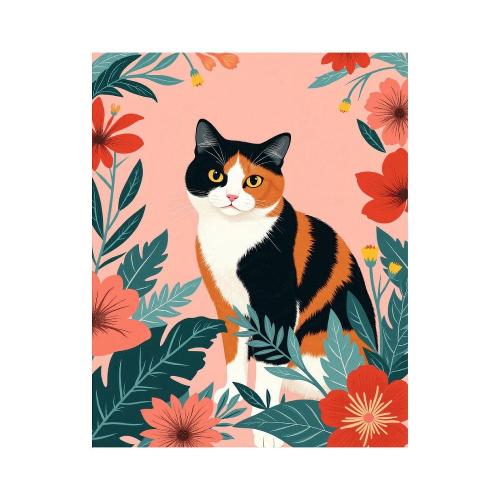 Paint By Numbers Kit for Adults Beginner - DIY Cat Floral Portrait Art Illustration Canvas Painting Kits for Adults, Frameless Paint By Number for Adults for Home Wall Decor 16x20 Inch