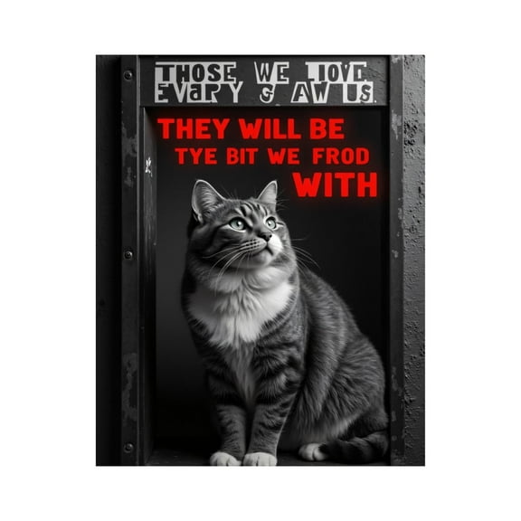 Paint By Numbers Kit for Adults Beginner - DIY Cat In Frame With Text Art Canvas Painting Kits for Adults, Frameless Paint By Number for Adults for Home Wall Decor 16x20 Inch