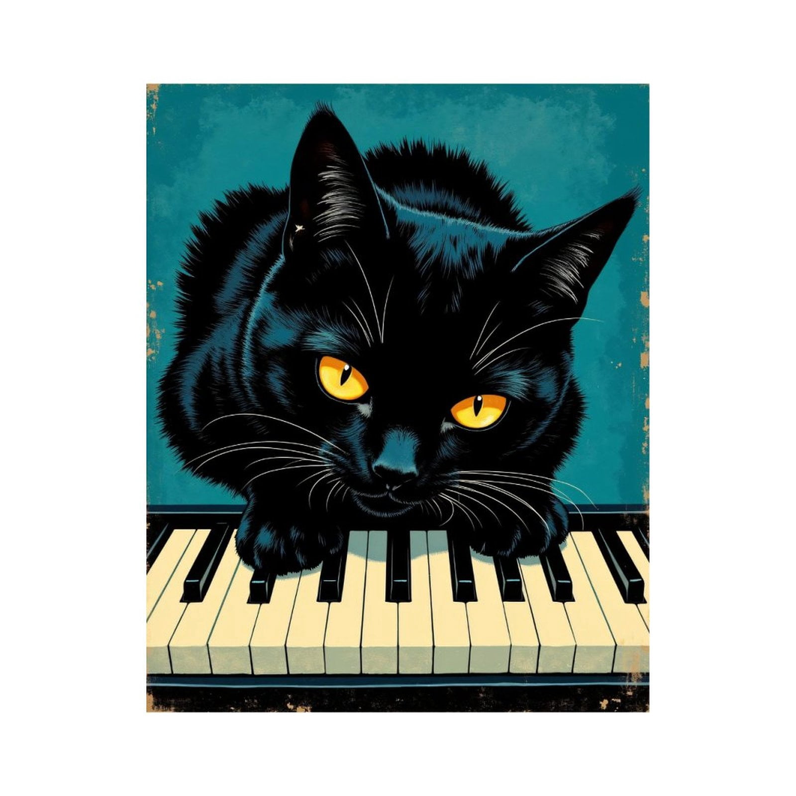 Paint By Numbers Kit for Adults Beginner - DIY Cat On Piano Keys Retro Art Canvas Painting Kits for Adults, Frameless Paint By Number for Adults for Home Wall Decor 16x20 Inch
