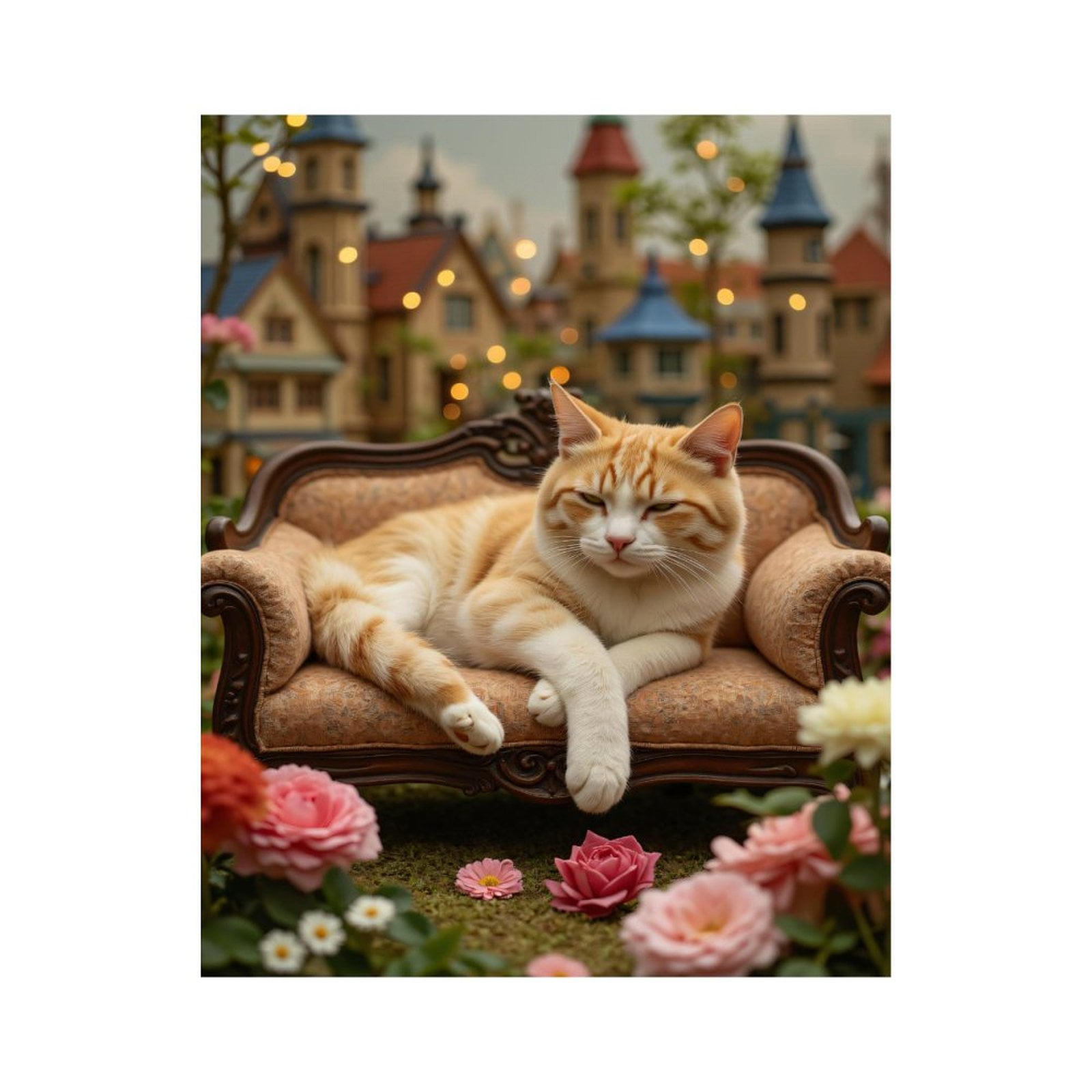 Paint By Numbers Kit for Adults Beginner - DIY Cat Relaxing On Miniature Couch Canvas Painting Kits for Adults, Frameless Paint By Number for Adults for Home Wall Decor 16x20 Inch