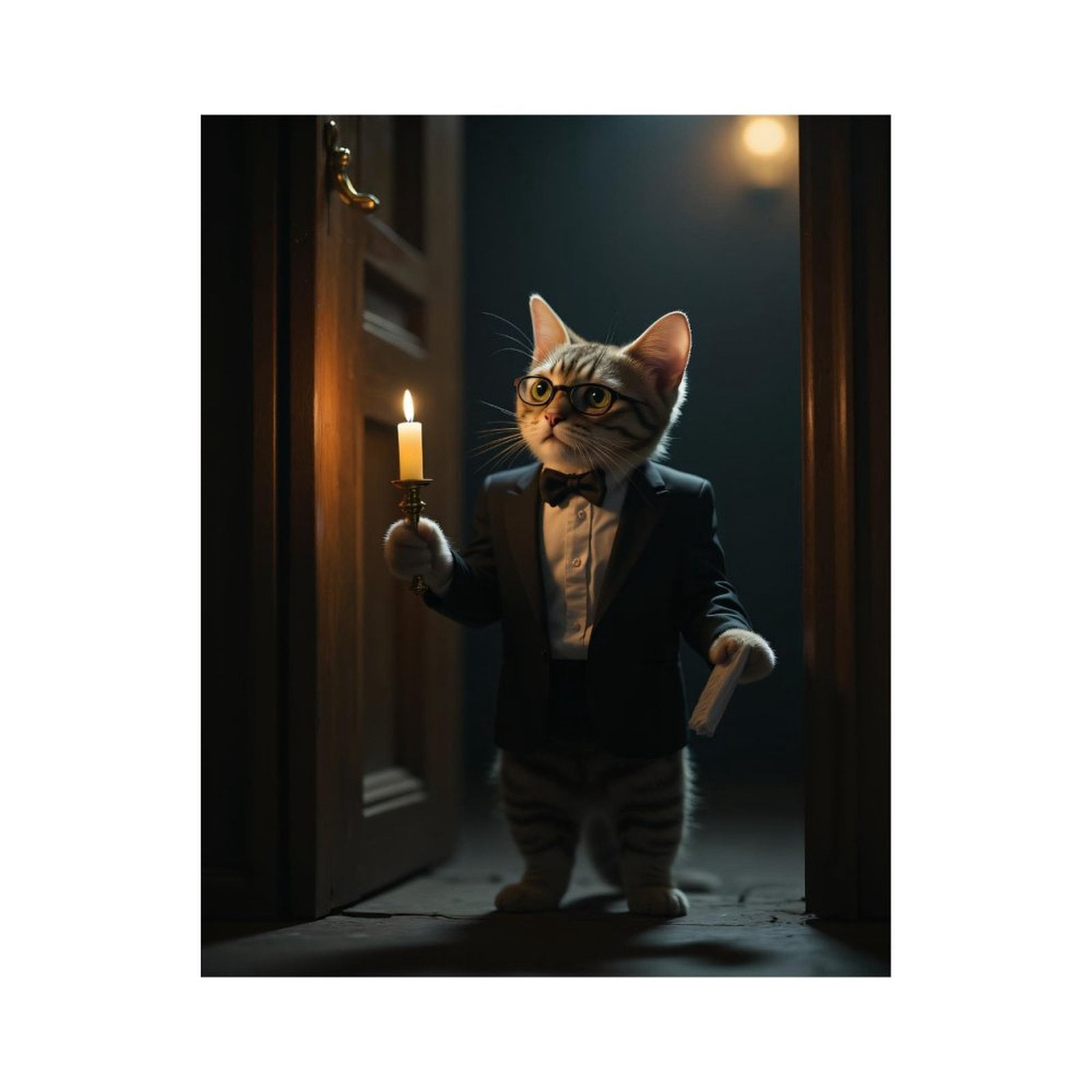 Paint By Numbers Kit for Adults Beginner - DIY Cat In Suit Holding Candle Canvas Painting Kits for Adults, Frameless Paint By Number for Adults for Home Wall Decor 16x20 Inch
