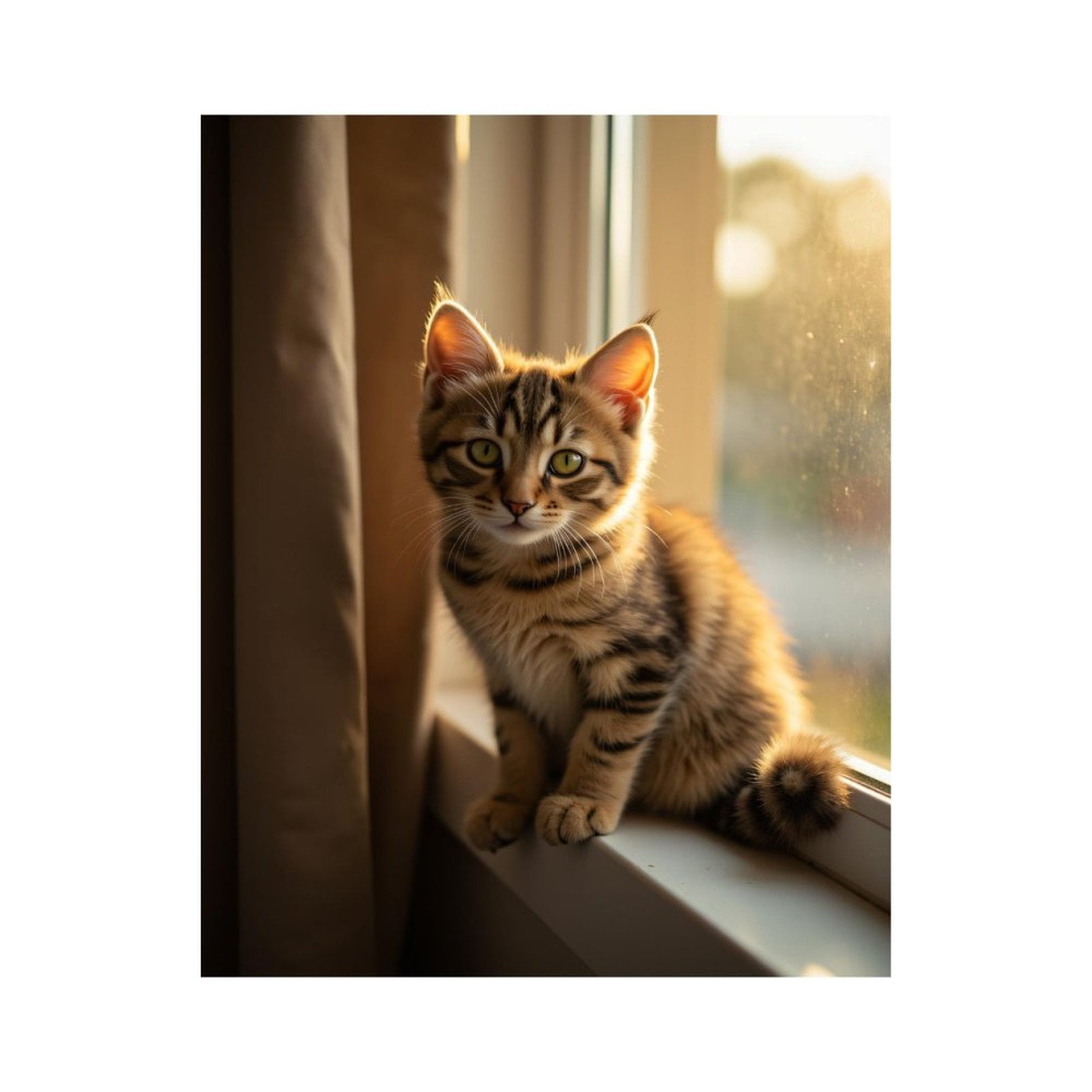 Paint By Numbers Kit for Adults Beginner - DIY Cat Sunlit Window Tabby Adorable Canvas Painting Kits for Adults, Frameless Paint By Number for Adults for Home Wall Decor 16x20 Inch
