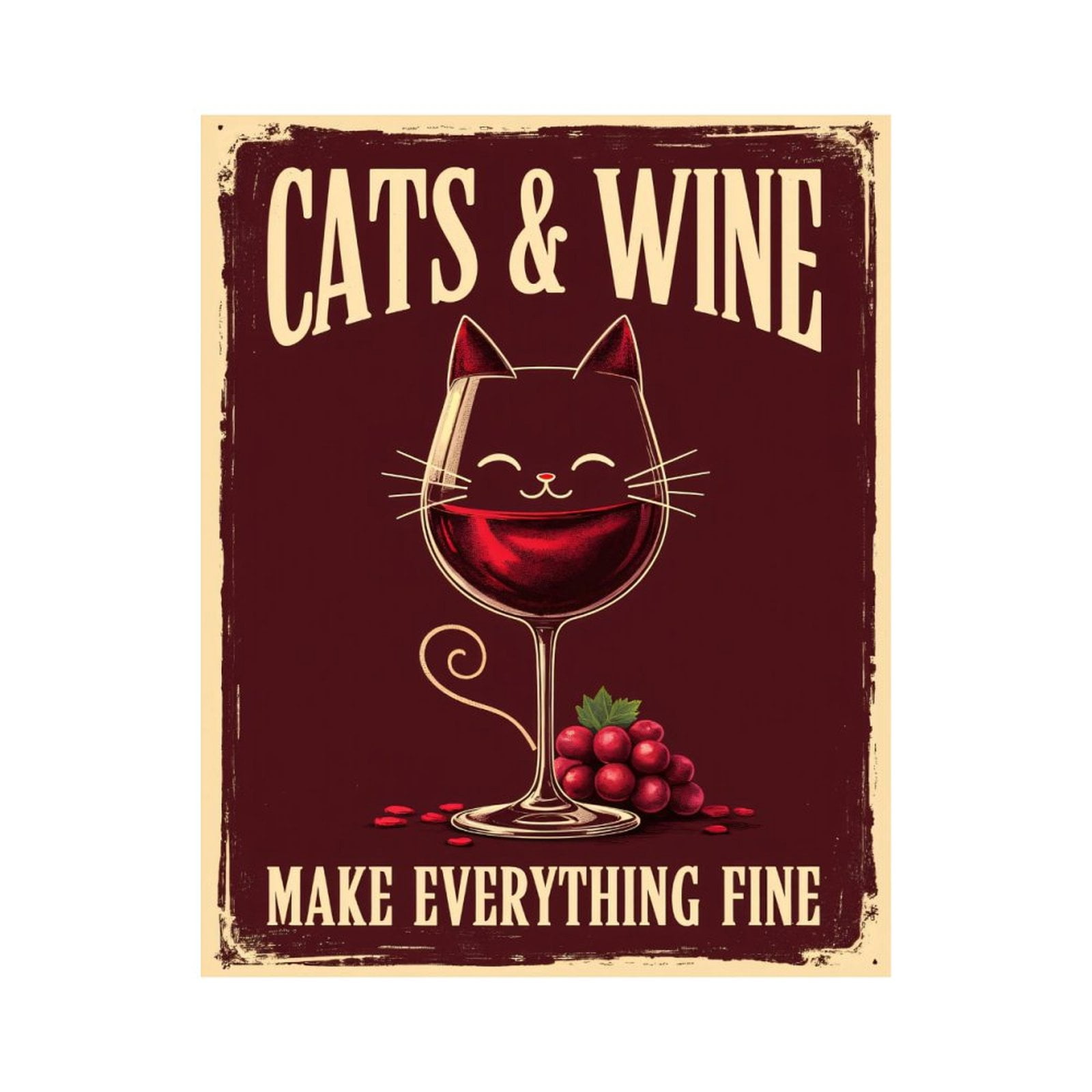 Paint By Numbers Kit for Adults Beginner - DIY Cat Wine Glass Art Grapes Whimsical Canvas Painting Kits for Adults, Frameless Paint By Number for Adults for Home Wall Decor 16x20 Inch