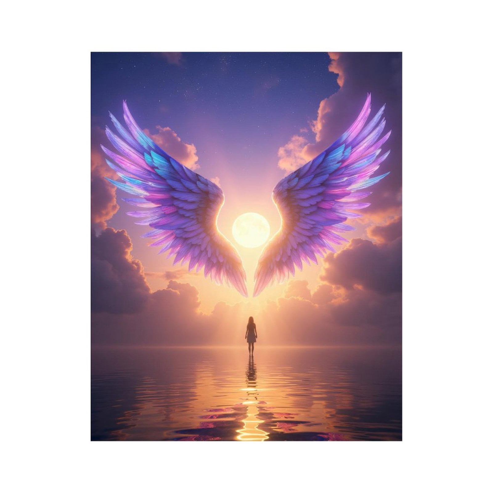 Paint By Numbers Kit for Adults Beginner - DIY Celestial Wings Over Moonlit Water Canvas Painting Kits for Adults, Frameless Paint By Number for Adults for Home Wall Decor 16x20 Inch