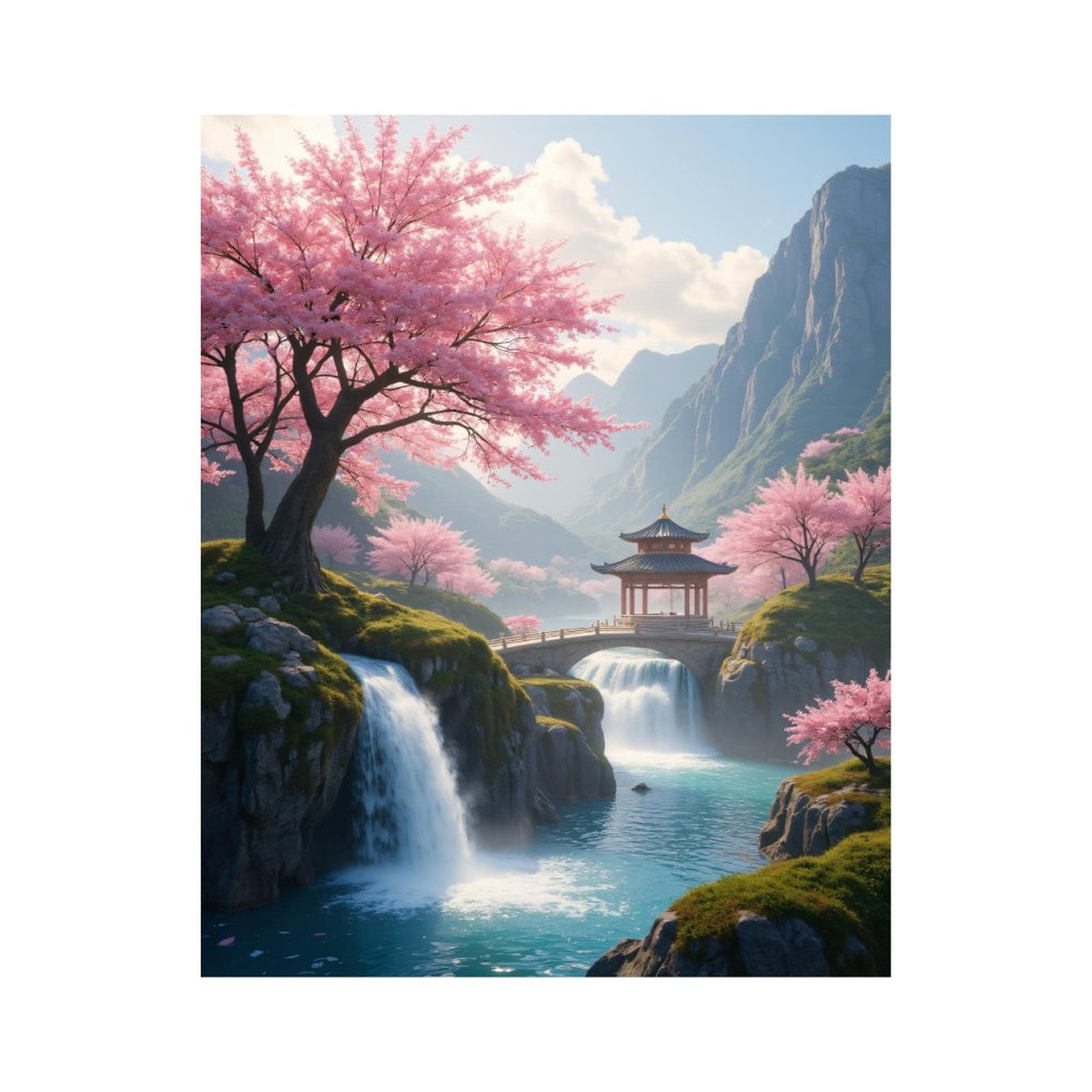 Paint By Numbers Kit for Adults Beginner - DIY Cherry Blossom Mountain ...