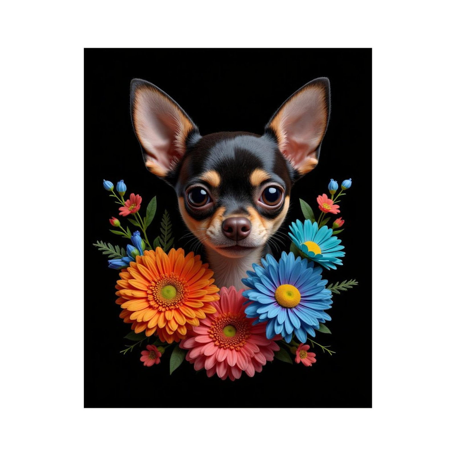 Paint By Numbers Kit for Adults Beginner - DIY Chihuahua Floral Portrait Art Canvas Painting Kits for Adults, Frameless Paint By Number for Adults for Home Wall Decor 16x20 Inch