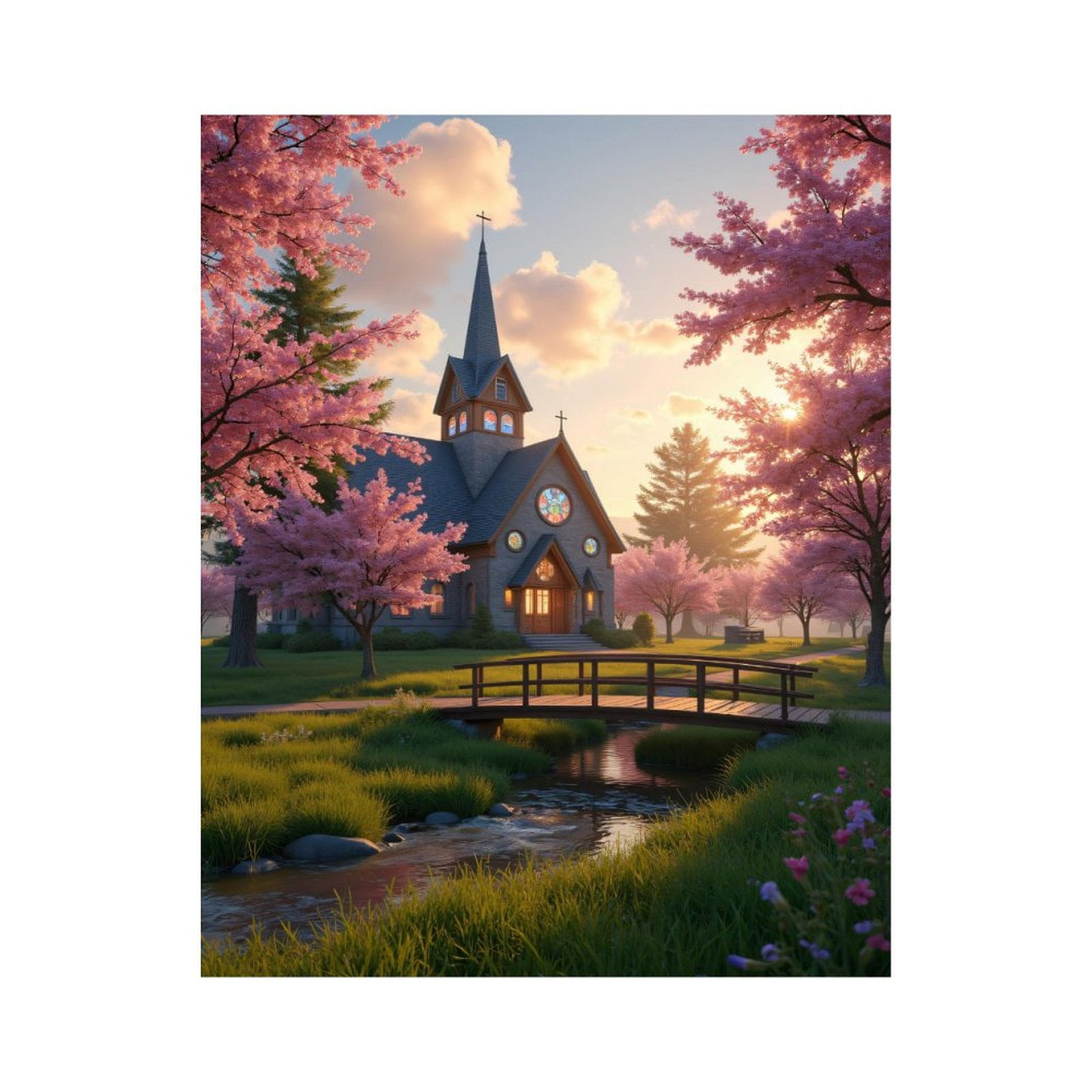 Paint By Numbers Kit for Adults Beginner - DIY Church Spring Blossoms ...