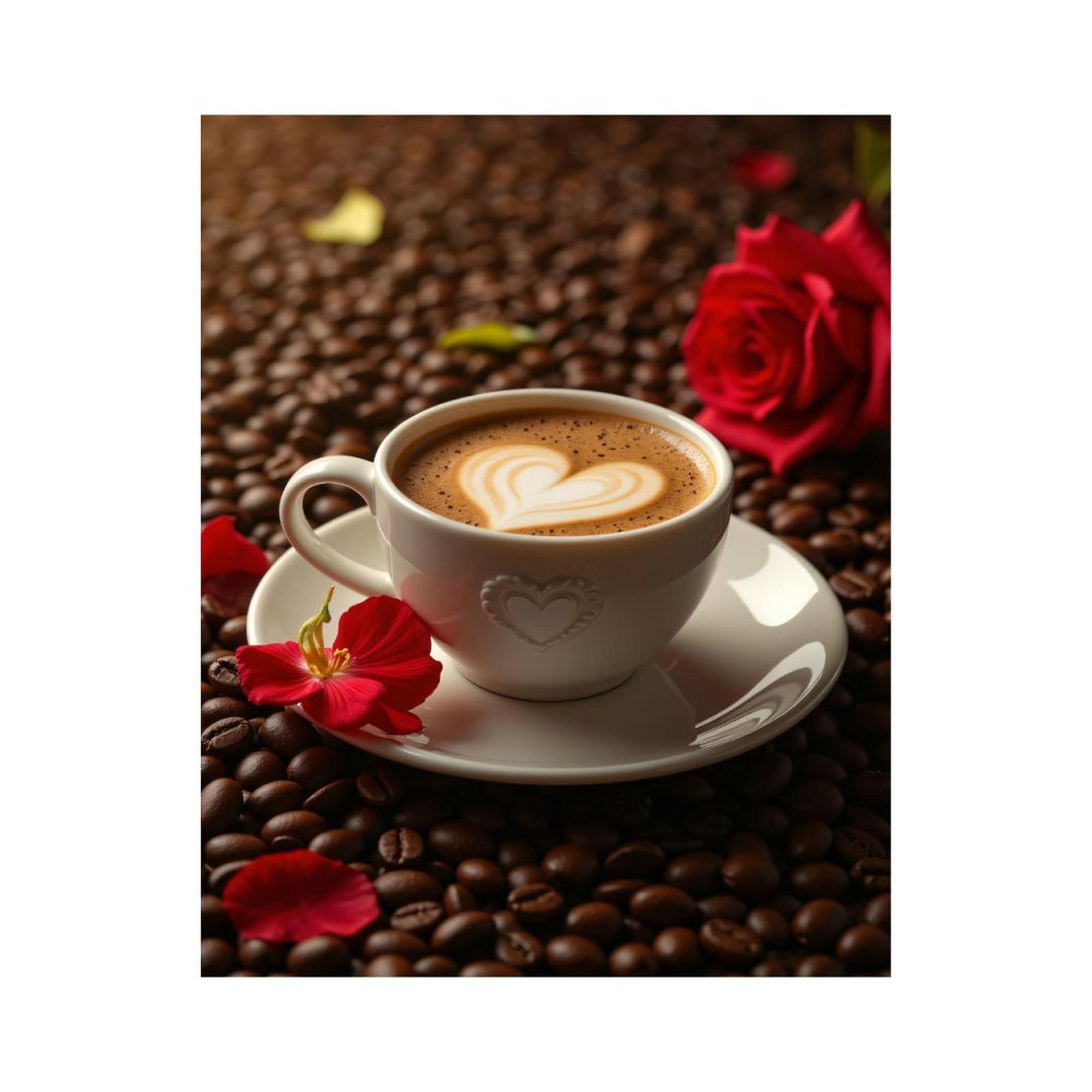 Paint By Numbers Kit for Adults Beginner - DIY Coffee Latte Art Rose Petals Canvas Painting Kits for Adults, Frameless Paint By Number for Adults for Home Wall Decor 16x20 Inch