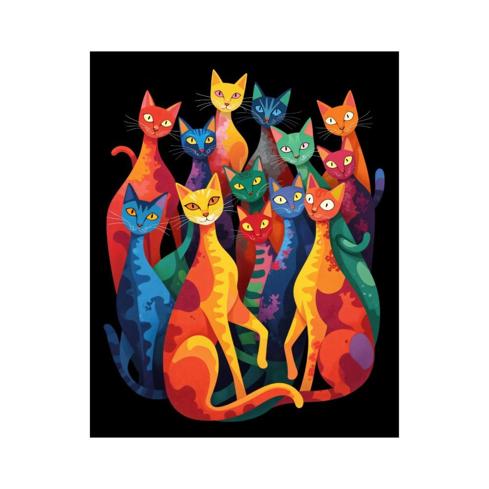 Paint By Numbers Kit for Adults Beginner - DIY Colorful Abstract Cat Ensemble Canvas Painting Kits for Adults, Frameless Paint By Number for Adults for Home Wall Decor 16x20 Inch