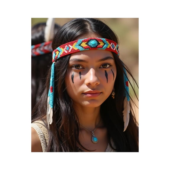 Paint By Numbers Kit for Adults Beginner - DIY Colorful Beaded Headband Portrait Canvas Painting Kits for Adults, Frameless Paint By Number for Adults for Home Wall Decor 16x20 Inch