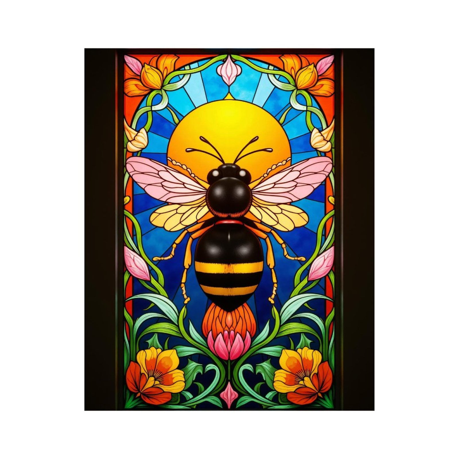 Paint By Numbers Kit for Adults Beginner - DIY Colorful Bee Stained Glass Art Deco Canvas Painting Kits for Adults, Frameless Paint By Number for Adults for Home Wall Decor 16x20 Inch