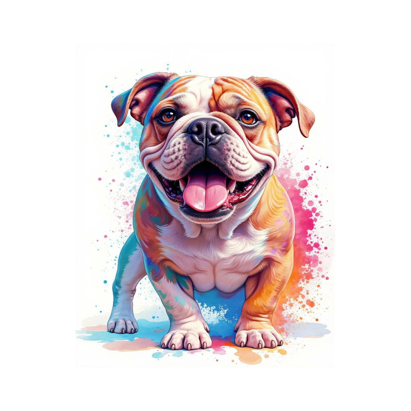 Paint By Numbers Kit for Adults Beginner - DIY Colorful Bulldog Illustration Art Canvas Painting Kits for Adults, Frameless Paint By Number for Adults for Home Wall Decor 16x20 Inch