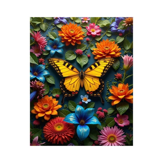 Paint By Numbers Kit for Adults Beginner - DIY Colorful Butterfly Garden Blooms Canvas Painting Kits for Adults, Frameless Paint By Number for Adults for Home Wall Decor 16x20 Inch