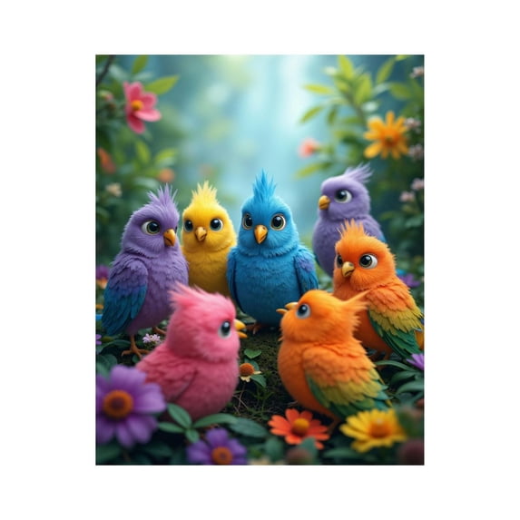 Paint By Numbers Kit for Adults Beginner - DIY Colorful Cartoon Birds Gathering Canvas Painting Kits for Adults, Frameless Paint By Number for Adults for Home Wall Decor 16x20 Inch