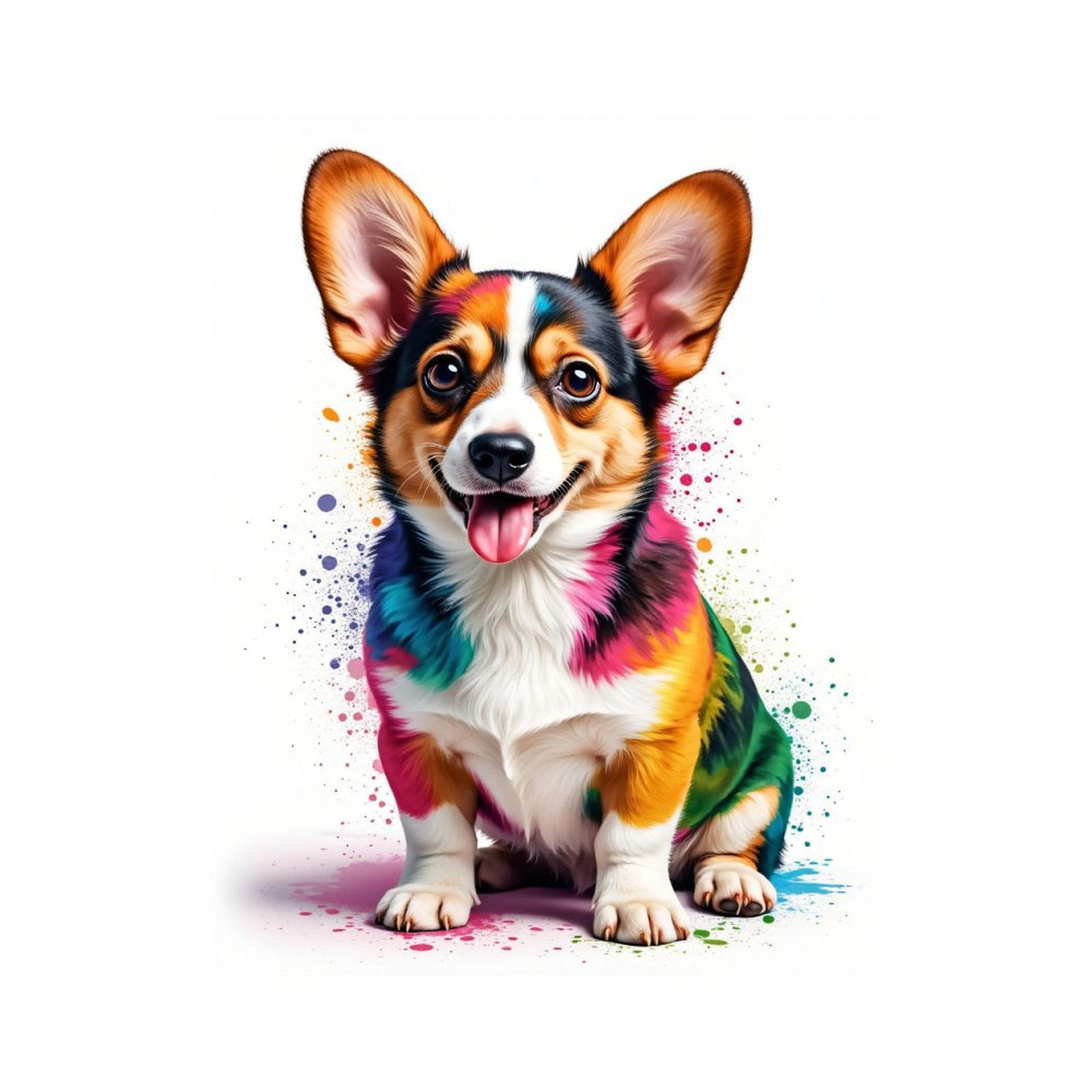 Paint By Numbers Kit for Adults Beginner - DIY Colorful Corgi Portrait Art Splatter Canvas Painting Kits for Adults, Frameless Paint By Number for Adults for Home Wall Decor 16x20 Inch