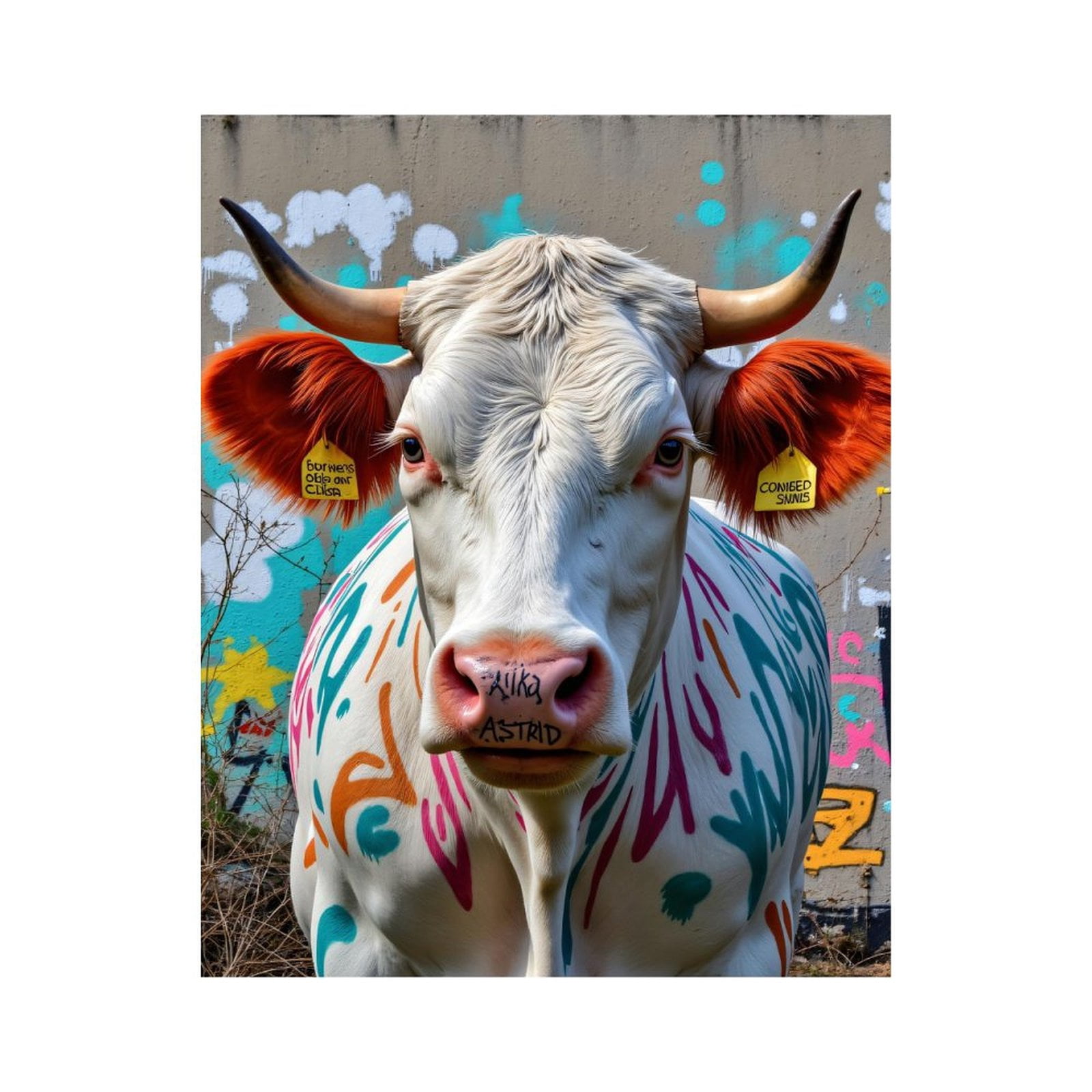 Paint By Numbers Kit for Adults Beginner - DIY Colorful Cow Street Art Portrait Canvas Painting Kits for Adults, Frameless Paint By Number for Adults for Home Wall Decor 16x20 Inch