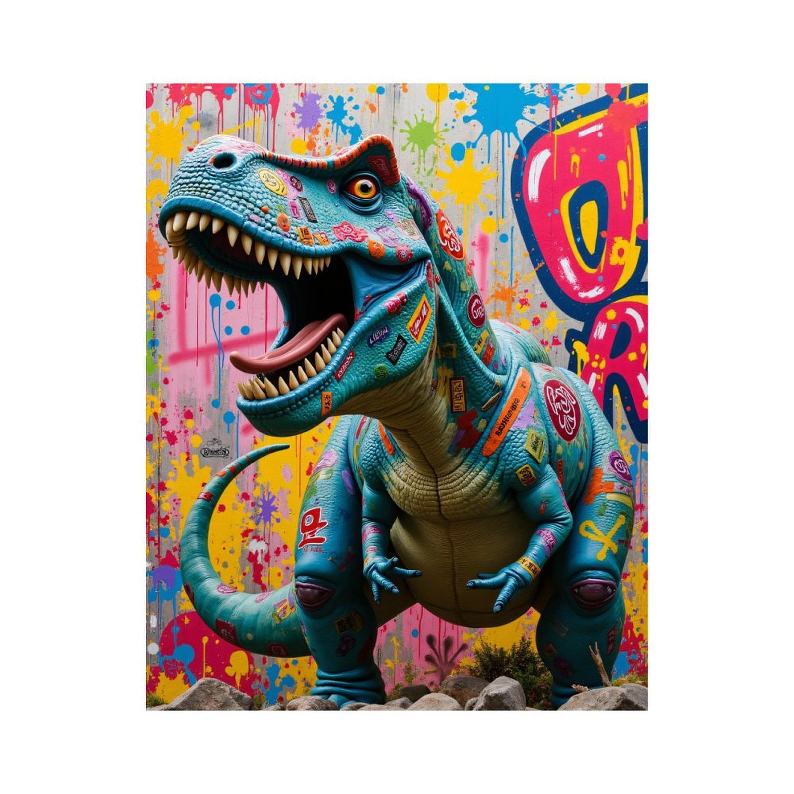 Paint By Numbers Kit for Adults Beginner - DIY Colorful Dinosaur Street Art Canvas Painting Kits for Adults, Frameless Paint By Number for Adults for Home Wall Decor 16x20 Inch